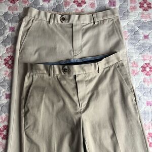 2 PAIR- Brooks Brothers Men's Advantage Chino Milano Khaki & Stone Both W32/L34